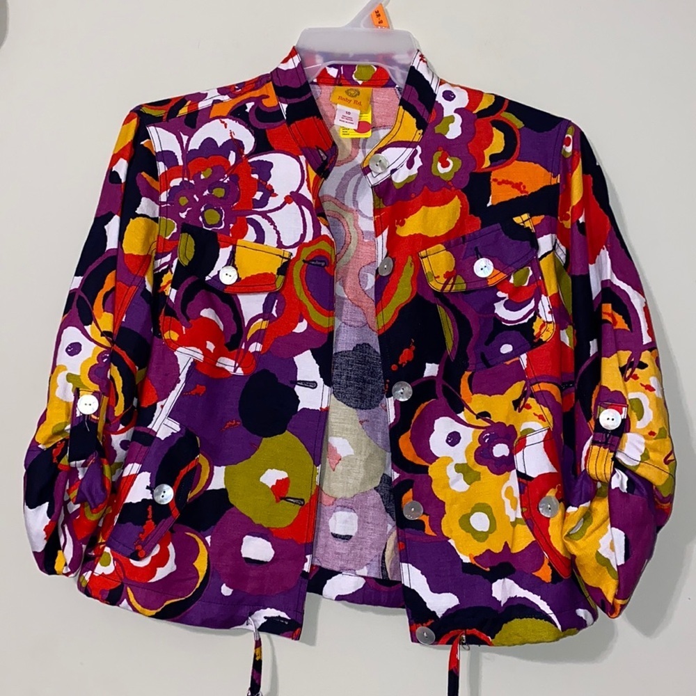 Ruby Rd. 10 Womens Collarless Linen Button Jacket - image 3